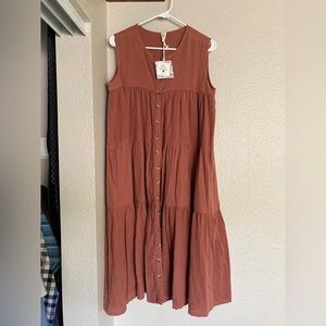 NWT Kate Quinn Button Up Dress Rusty Pink
